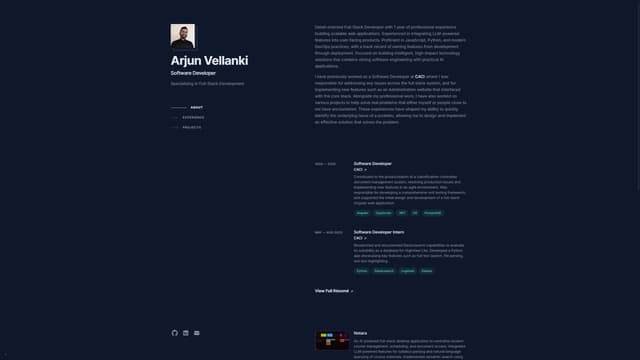 arjunvellanki.com project thumbnail